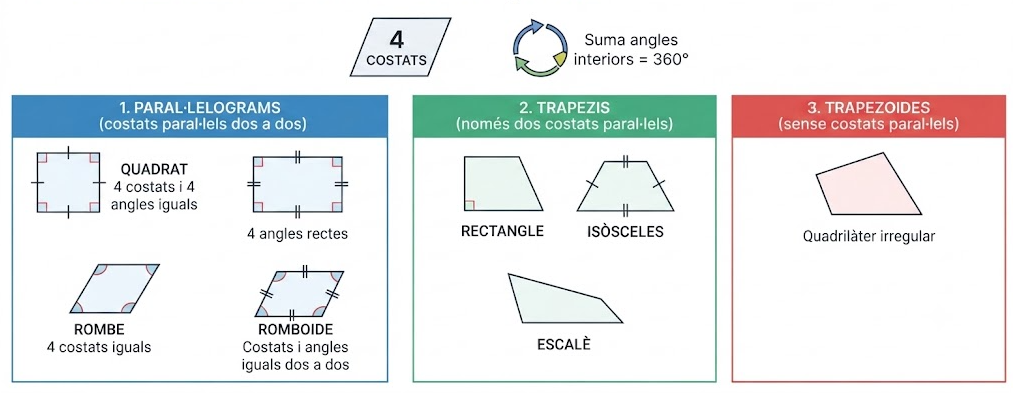 Esquema visual de quadrilàters