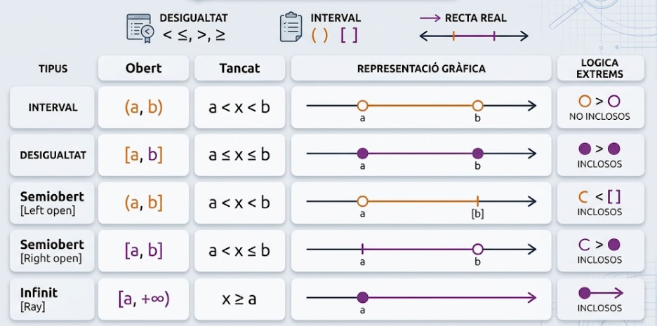 Esquema visual d'intervals i semirectes