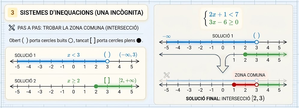 Esquema visual de sistemes d'inequacions