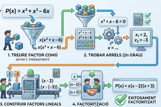 Esquema visual de les Arrels i Factorització de Polinomis